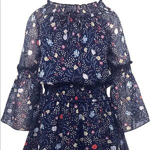 Navy blue floral printed dress